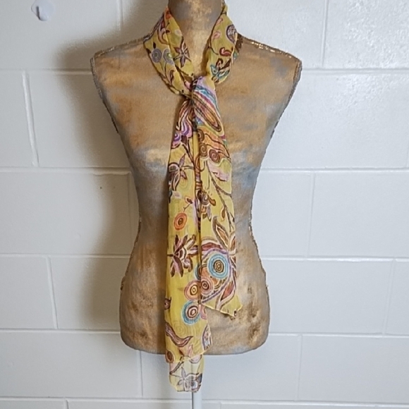 Paisley Pastels on Yellow Scarf Belt - Picture 1 of 12